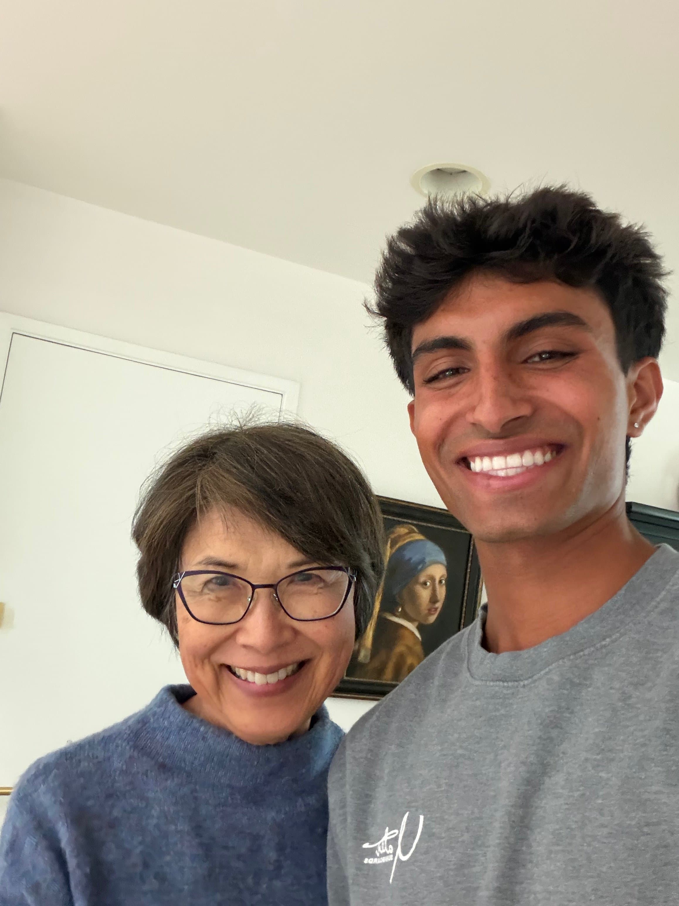 Samai smiling with Gloria, a happy Student Bees client in Santa Barbara