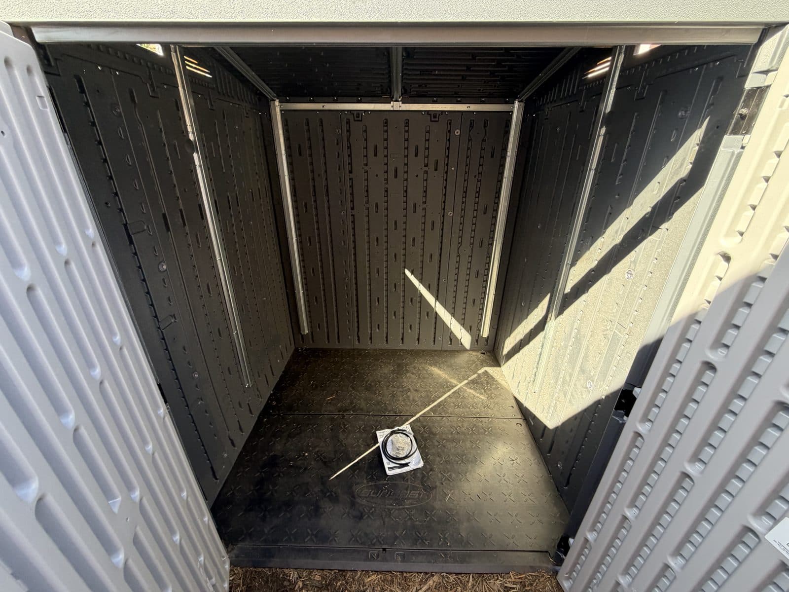 Inside of the newly assembled shed